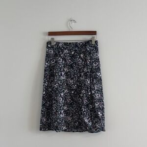 Smart Set Black Midi Skirt with Pink & White Floral Print